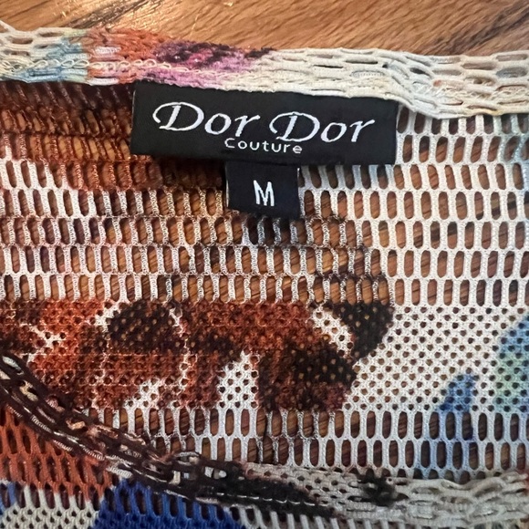 Dor Dor Couture Sheer Mesh Tropical Leaf Top - Size Medium - Picture 2 of 7